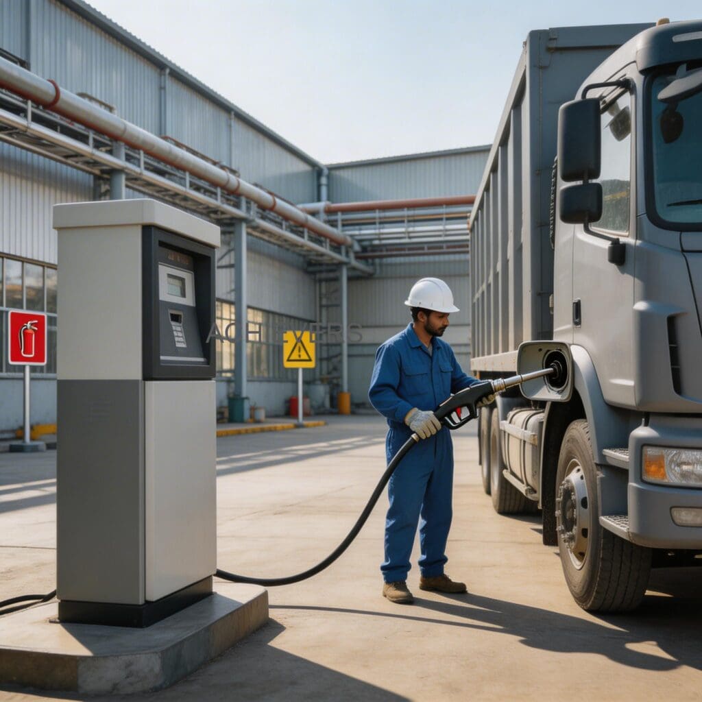 Diesel Dispenser in productive use demonstrating measurable financial output and pilferage control at a dusty Indian mining site