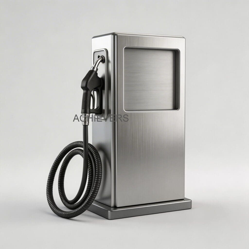 Labeled diagram of Diesel Dispenser identifying key components relevant to troubleshooting: pump, oval gear flow meter, auto shut-off nozzle, and totaliser