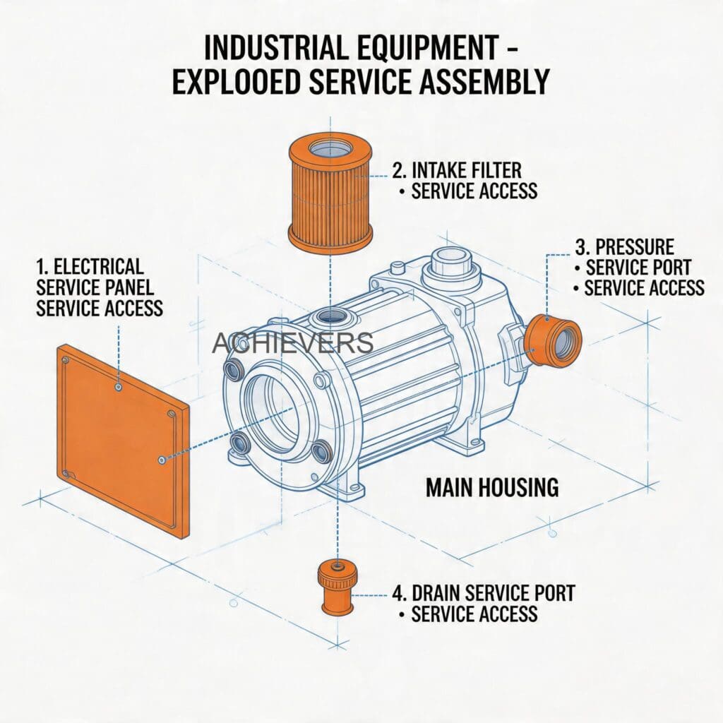 Maintenance diagram of Fuel Dispenser showing service access points for the air eliminator, digital display, and flow sensor