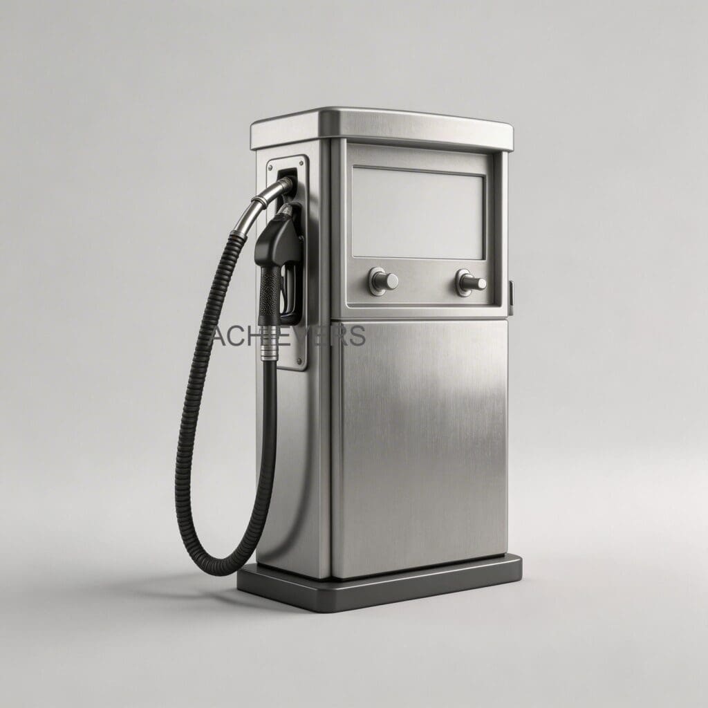 Labeled diagram of a heavy-duty Fuel Dispenser identifying the inlet strainer, gear pump, air eliminator, and PD flow meter relevant to field troubleshooting