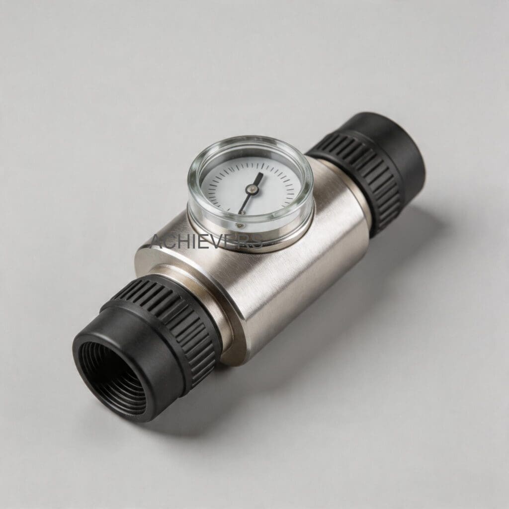 Close-up of a Fuel Flow Meter installed on a heavy-duty industrial diesel generator set in an Indian manufacturing plant, highlighting the digital display and robust flanged connections