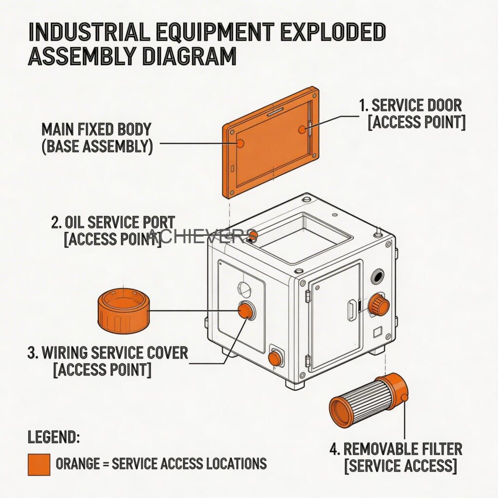 Exploded view diagram of positive displacement fuel flow meter showing service access points, O-ring locations, and replaceable rotor assemblies