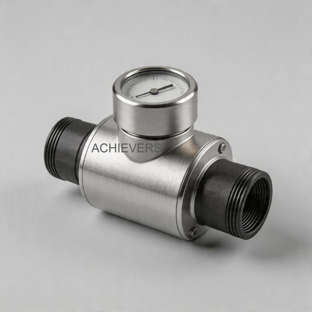 Positive displacement Oil Flow Meter installed on a high-temperature boiler fuel oil feed line showing bypass piping and thermal insulation