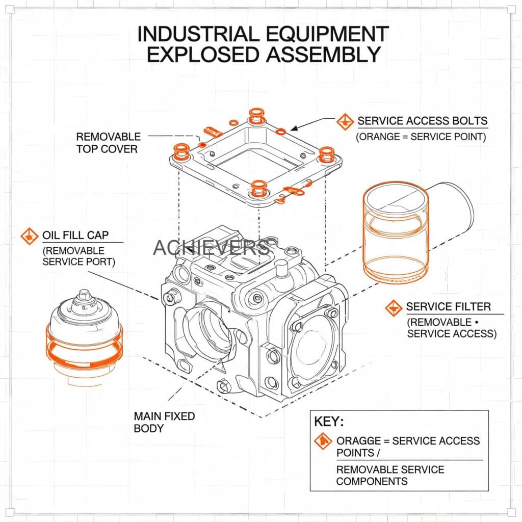 Maintenance diagram or exploded view of Diesel Dispenser showing service access points and replaceable components