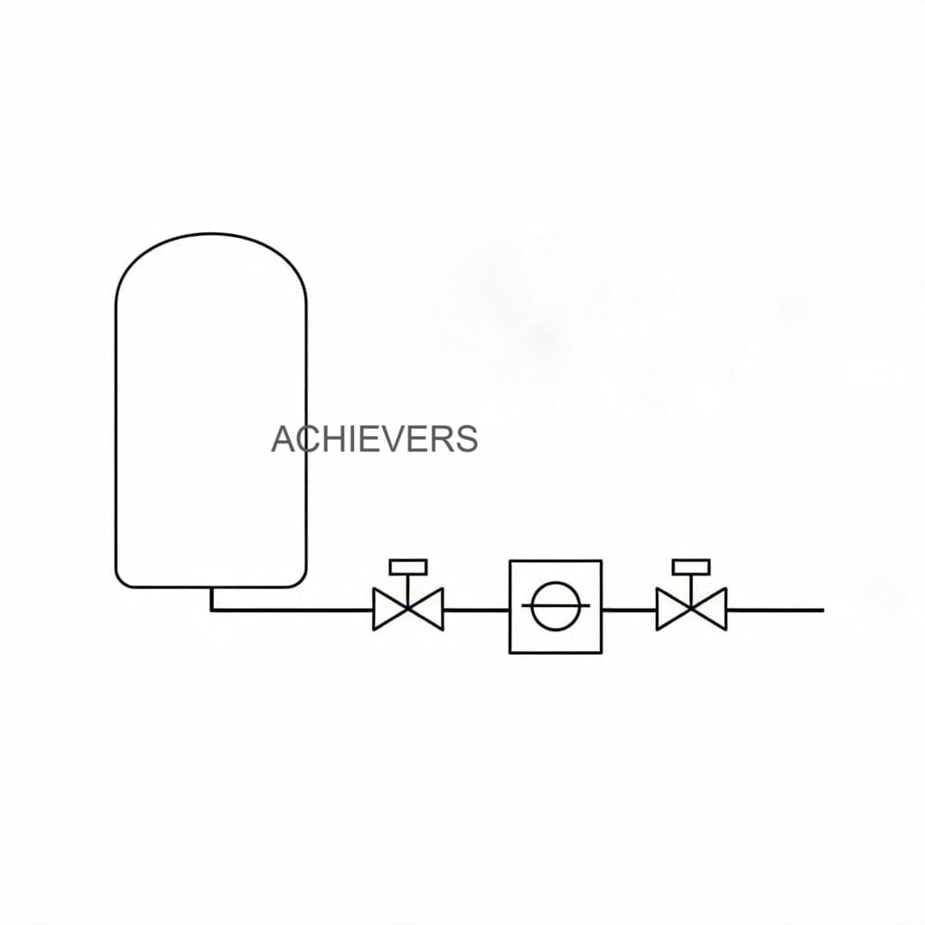 Technical schematic showing a Diesel Flow Meter installed with isolation valves, a Y-strainer, and an optional bypass loop on a ladle preheater low-pressure fuel supply line