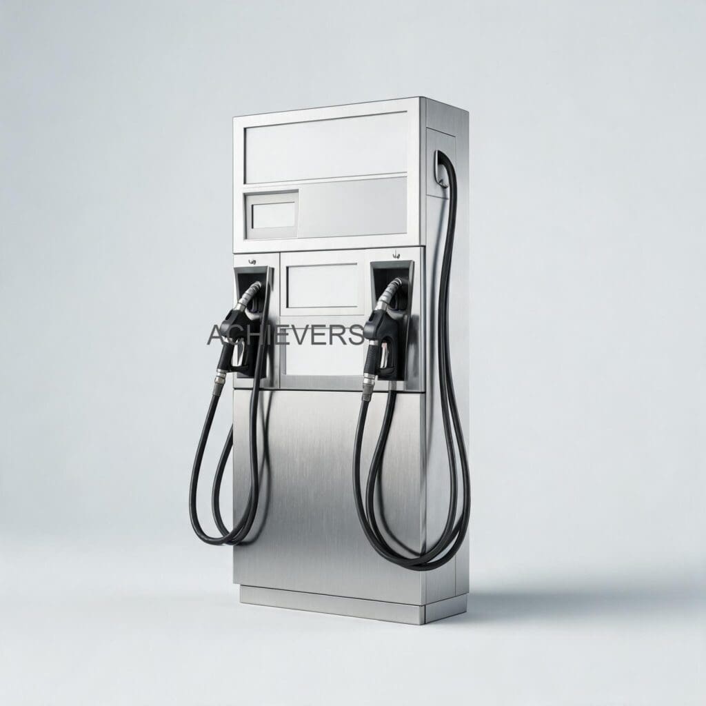 Fuel Dispenser showing complete installation including rotary gear pump, positive displacement flow meter, micro printer, and auto-shutoff nozzle