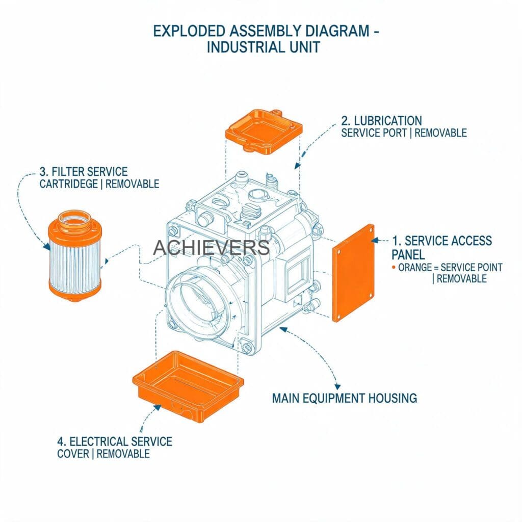 Maintenance diagram or exploded view of Fuel Dispenser showing service access points, micro printer terminal, and replaceable 4-meter rubber hose components